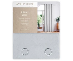 Naktinė užuolaida AmeliaHome CLEAR, 140x250 cm, žiedai, spalva: sidabrinė