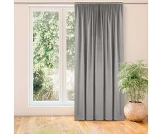 Homede Užuolaidos 530 × 225 cm, pilkos spalvos, veliūrinės su tuneliu