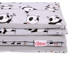 Vaikiška medvilninė patalynė su panda, pilka
