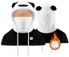 Vaikiška panda kominiarka su fleece pamušalu, juoda ir balta