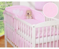 Vaikiška patalynės užvalkalų komplektas rožinis dryžuotas 2 dalių Hanging Hearts