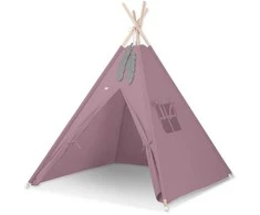 Vaikiška tipi palapinė su dekoratyvinėmis plunksnomis, pastelinė violetinė