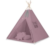 Vaikiška tipi palapinė su kilimėliu ir pagalvėlėmis – pastelinė violetinė