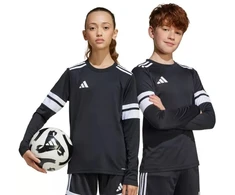 Vaikiškas adidas Squadra 25 džersis ilgomis rankovėmis, juodos ir baltos spalvos JJ0047