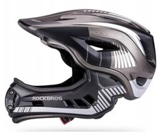 Vaikiškas dviračio šalmas su apsauga smakrui juodas 48–54 cm Rockbros