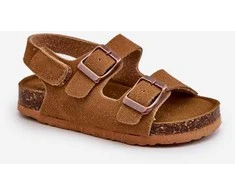Vaikiški basutės ant kamštienos kulno su velcro užsegimu Camel Rorria