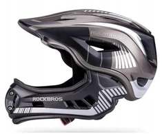 Vaikiškas dviračio šalmas su apsauga smakrui juodas 48–54 cm Rockbros