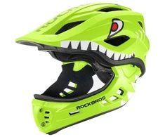 Vaikų dviračio šalmas Rockbros TT-32003 Shark su nuimamu smakru, dydis S (48-52) - žalias