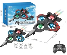 HAI ROU AEROMODELLING TOYS FACTORY Valdomas naikintuvo formos dronas S1 su LED šviesomis ir pulteliu, mėlynas