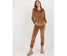 Veliūrinis treningas moterims RV-KMPL-6087-2.14-camelowy