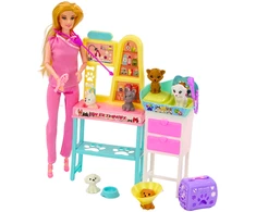 Lean Toys Veterinarijos lėlių žaidimų rinkinys su baldais ir aksesuarais