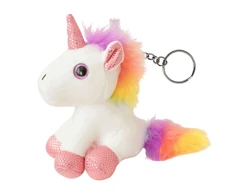 Lean Toys Pliušinis vienaragio pakabukas su metaliniu žiedu, 12 cm