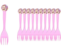 Vienkartinės šakutės Barbie, 10 vnt.