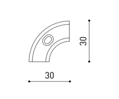Vienos plokštumos magnetinių bėgelių 90º apvalintas kampinis sujungimas MINIMAL TRACK 24V, juodas
