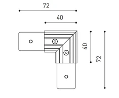Vienos plokštumos magnetinių bėgelių kampinis sujungimas TRACK 48V SURFACE SHORT, 72mm