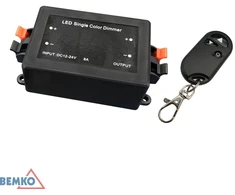 Vienspalvių LED juostų valdiklis RF 2.4G DC 12-24V 8A, su nuotolinio valdymo galimybe