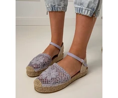 Violetinės ažūrinės espadrilės sandalai su dirželiu