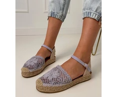 Violetinės ažūrinės espadrilės sandalai su dirželiu