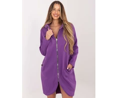 Violetinis džemperis su gobtuvu ir kišenėmis