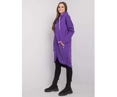 Violetinis moteriškas susegamas džemperis su gobtuvu ir kišenėmis