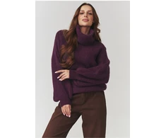 Violetinis oversized megztinis su golfu Makadamia