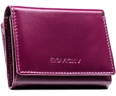 Violetinis portfel damski ze skóry naturalnej wyposażony w system RFID - Rovicky