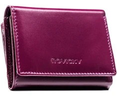 Violetinis portfel damski ze skóry naturalnej wyposażony w system RFID - Rovicky