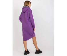 Violetinis susegamas džemperis su gobtuvu