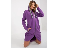 Violetinis susegamas džemperis su gobtuvu
