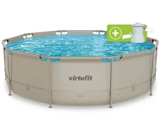 VIRTUFIT apvalus baseinas 366 cm su filtravimo siurbliu, smėlio spalvos