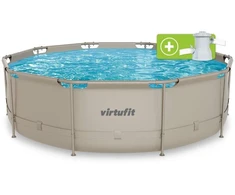 VIRTUFIT apvalus baseinas 366 cm su filtravimo siurbliu, smėlio spalvos