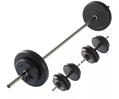 VIRTUFIT REGULIUOJAMAS SVARMENŲ KOMPLEKTAS - HANTELIŲ IR ŠTANGOS RINKINYS - 30,5 KG - Juodas