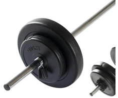 VIRTUFIT REGULIUOJAMAS SVARMENŲ KOMPLEKTAS - HANTELIŲ IR ŠTANGOS RINKINYS - 30,5 KG - Juodas