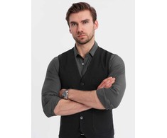 Vyriška juoda liemenė su kišenėmis