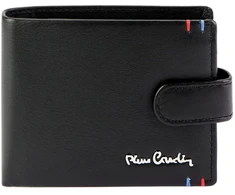 Vyriška juoda odinė piniginė su užsegimu Pierre Cardin
