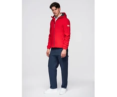 Vyriška raudona softshell striukė su gobtuvu ir fleece pamušalu