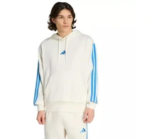 Vyriškas adidas Essentials su 3 dryželiais frotinis džemperis su gobtuvu, kreminės spalvos KD4901
