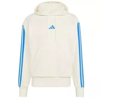 Vyriškas adidas Essentials su 3 dryželiais frotinis džemperis su gobtuvu, kreminės spalvos KD4901