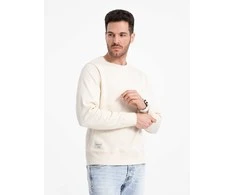 Vyriškas BASIC džemperis su apvalia iškirpte - kreminis V11 OM 0175