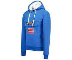 Vyriškas džemperis su gobtuvu Geographical Norway, mėlynas ir baltas