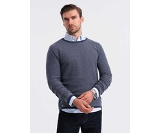 Vyriškas megztinis RELAXED FIT su raštais – tamsiai mėlynas