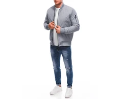 Vyriškas pilkas bomber stiliaus švarkas