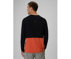 Vyriškas trekkingo longsleeve 4F, juodas su oranžine apačia