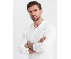 Vyriški balti polo marškiniai ilgomis rankovėmis