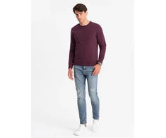 Vyriški BASIC medvilnės netamprus džemperis - bordo V3 OM 0159