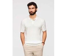 Vyriški slim fit polo marškinėliai Ombre&amp;Edoti, balkšvi