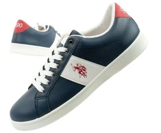 Vyriški stilingi ir patogūs US Polo Assn. laisvalaikio bateliai (sportbačiai), tamsiai mėlyni