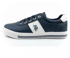 Vyriški stilingi ir patogūs US Polo Assn. laisvalaikio bateliai (sportbačiai), tamsiai mėlyni
