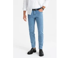 Vyriški šviesiai mėlyni slim fit džinsai su elastanu