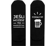 Vyriškos juodos medvilninės trumpos kojinės su alaus užrašu